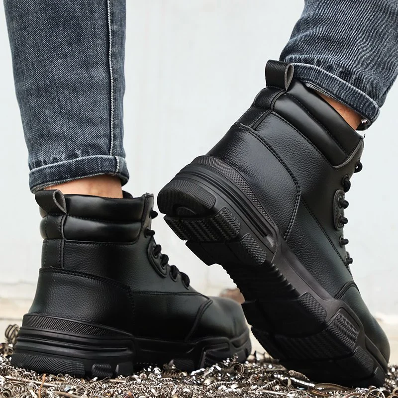 Guyisa Fashion Black Waterproof Breathable Wear Resistant High Elastic Work Steel Toe Working Boot Work Boots for Men