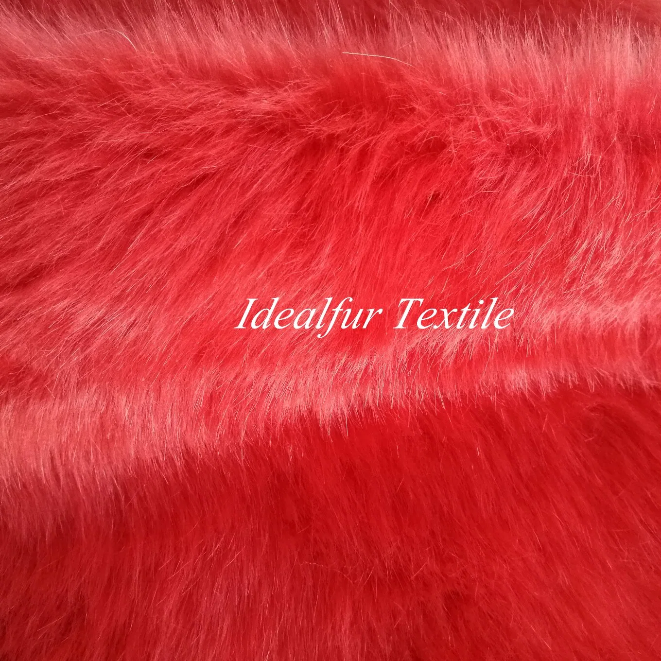 Red Plain Long Pile Fake Fur Faux Fur