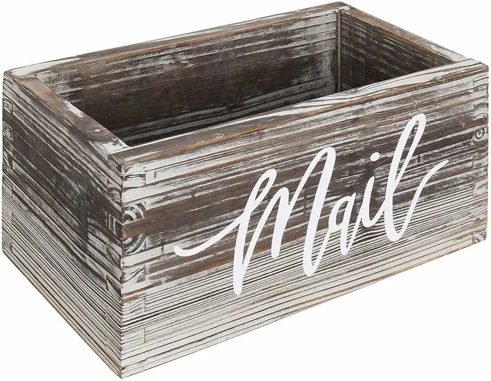 Rustic Wood/Wooden Tabletop Decorative Mail Holder Box
