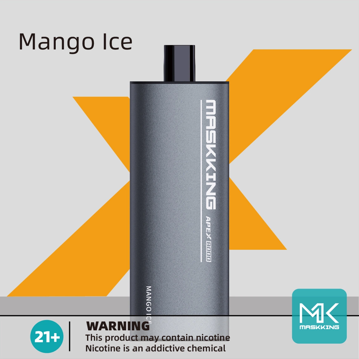 Mango Ice Wholesale/Supplier Maskking 8000puffs Dual Coil Disposable/Chargeable Vape 18ml E Liquid 600mAh Battery