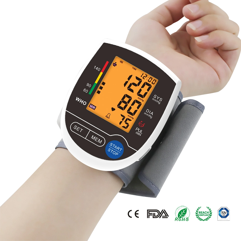 Top Sales Portable Home Electronic LCD Battery Wrist Blood Pressure Monitor