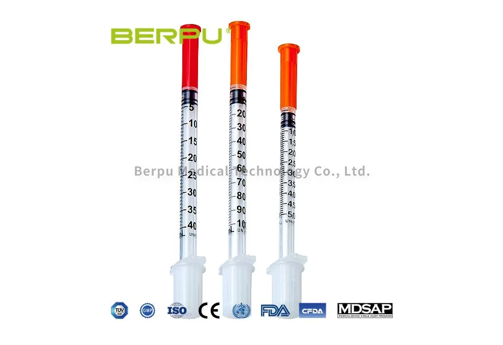 Eo Sterile Disposable Medical Blister or 10PCS Polybag Package Diabetes 1ml 0.5ml 0.3ml Insulin Syringe with Fixed Needle 29g 30g 31g*6mm