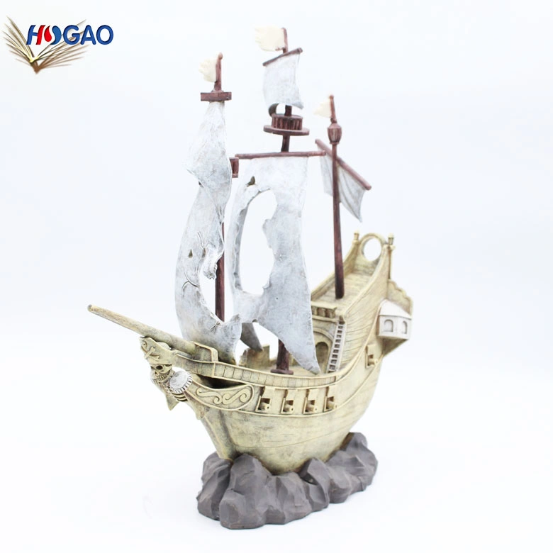 Decoração doméstica Figurine Ship modelo de vela de resina artesanal