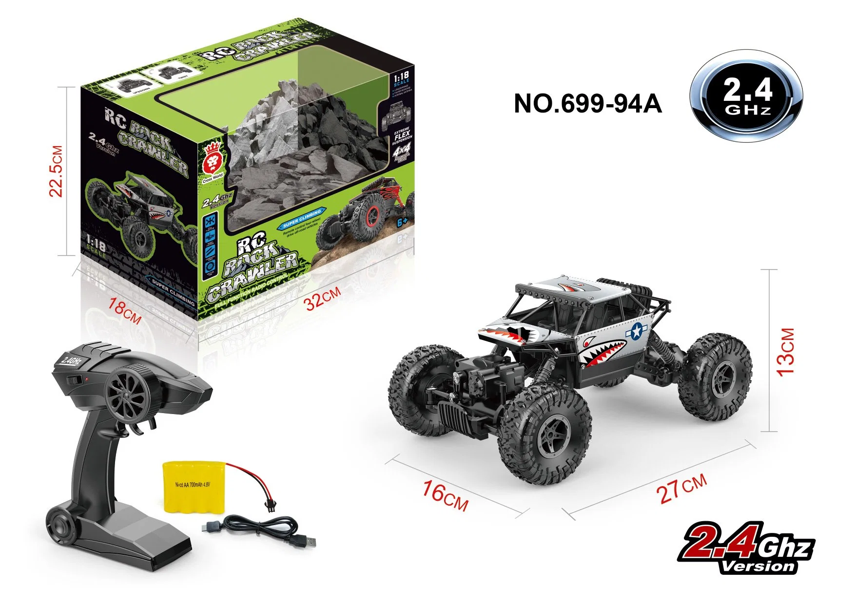 1: Escala de 18 carreras de alta velocidad Coche RC Hobby de plástico de 4WD 2.4GHz vehículo off-road Auto Control remoto RC coche