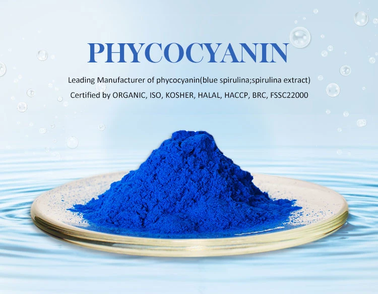 Um corante pigmento azul para uso alimentar Spirulina Phycocyanin azul