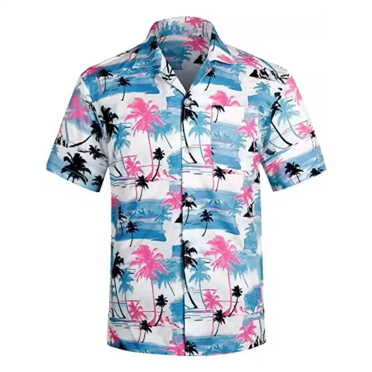 Verano Playa Regular-Fit Vacaciones Impreso Mangas cortas Camisas tropicales sueltas Camisa hawaiana informal para hombres