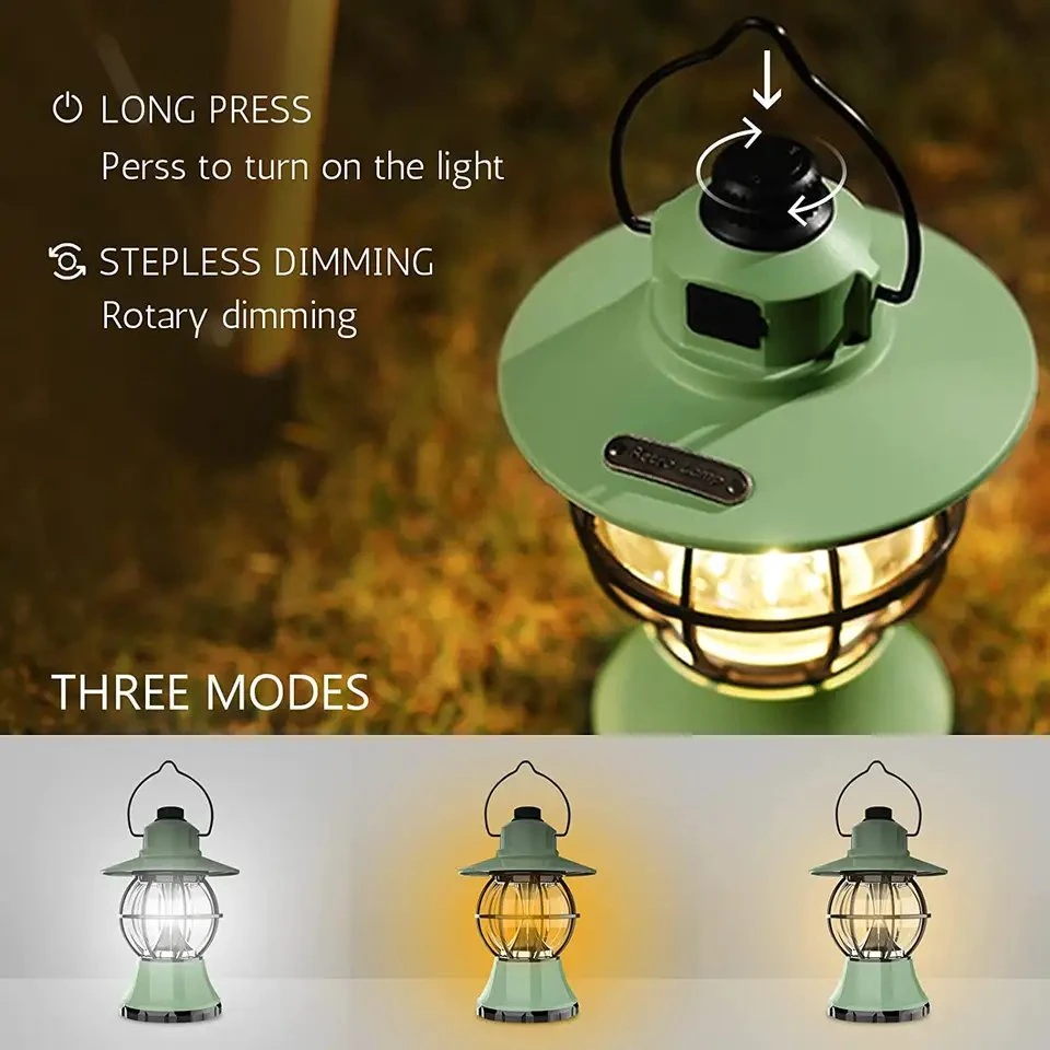 USB Rechargeable Lamp Tent Lights for Camping LED Retro Camping Light Lanterns