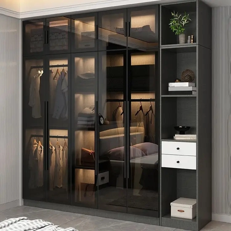 Customized Wardrobe Design Wooden Clothes Walk in Wardrobe Cabinet Furniture