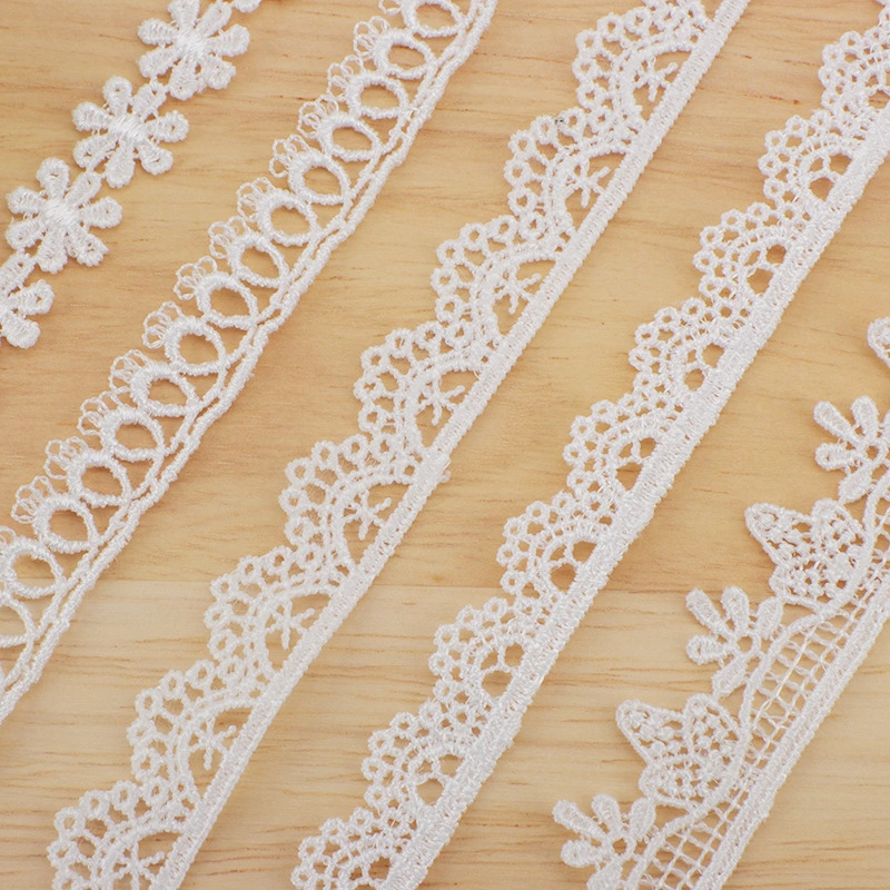 Factory Direct Sale New Style Guipure Chemical 100% Polyester Milk Yarn Floral Embroidery Party Dress White Lace Fabric
