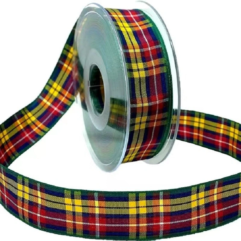 Wholesale/Supplier 1&prime; &prime; Wide Plaid Ribbon Colorful Gingham Plaid Wreath Making Plaid Ribbon for Gift Packing