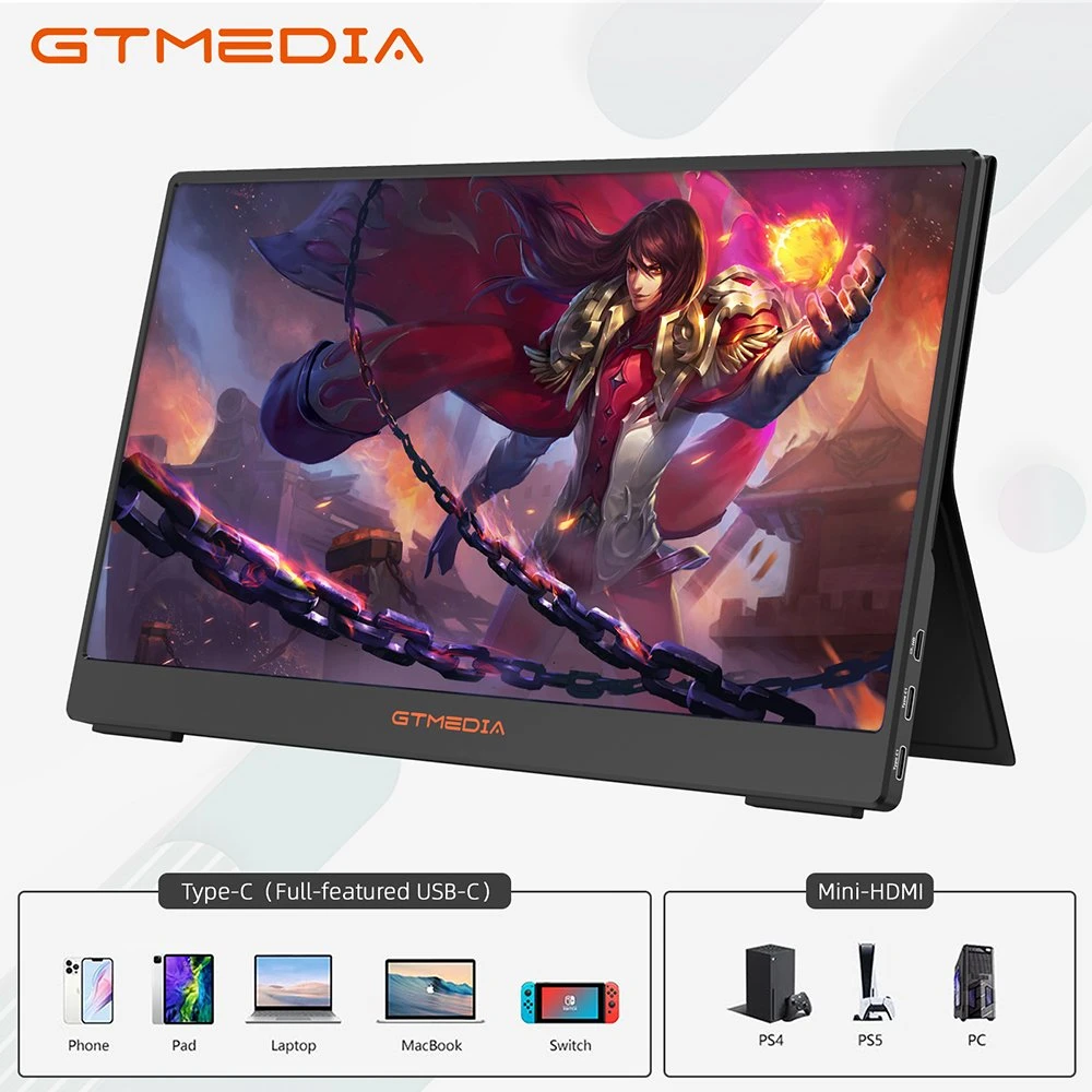 Gtmedia Mate 140f Monitor portátil USB Full HD 1080P USB de tipo IPS-C Cuidado de los ojos Pantalla Externa para portátiles.