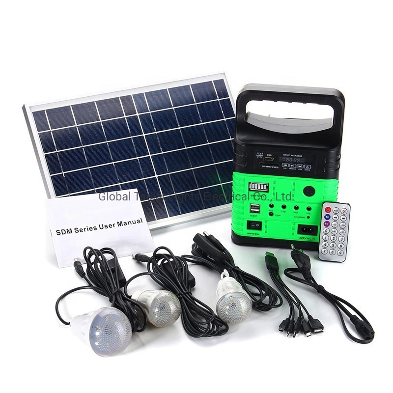 LED Solar Home Power System der Beleuchtung Solar Power Kit Startseite Sicherheitssystem Solar Radio Solar FM wiederaufladbare LED-Lampen Solar-Home-Beleuchtung System