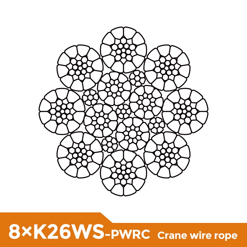 8*26 8*K26 8*K36 Iwrc Pwrc Crawler Crane Luffing Wire Rope 8X26 8xk26 8xk36 Ws Steel Cable ISO2408