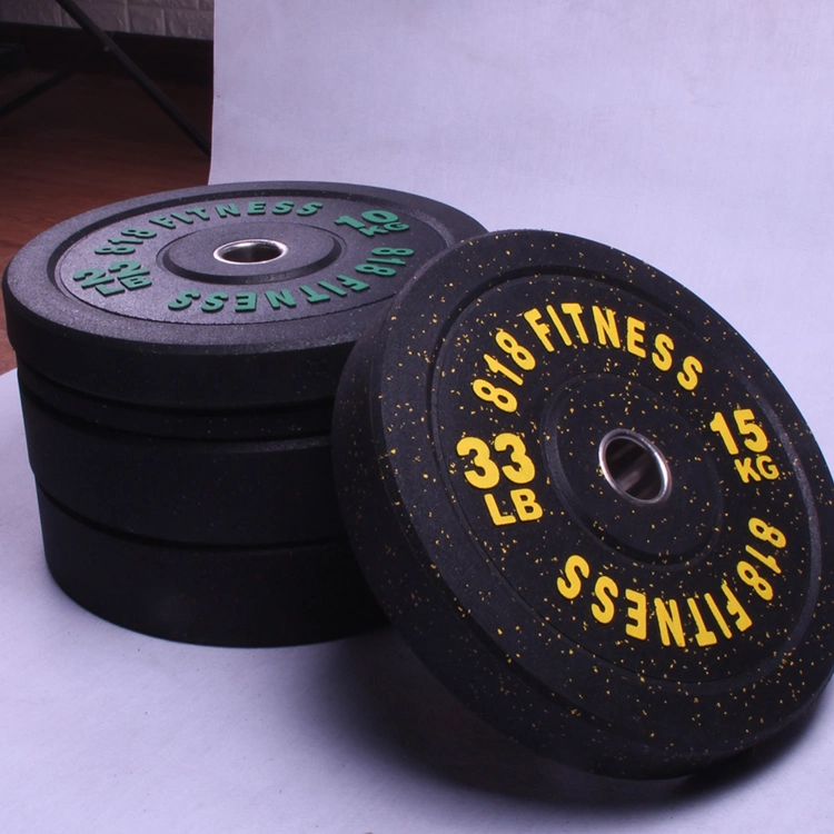 Salle de gym professionnelle de l'équipement les plaques de poids rond 10kg d'haltères longues plaques de butée en caoutchouc