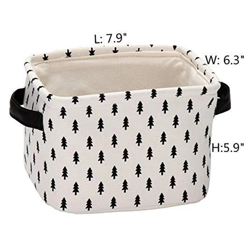 Foldable Linen Beech Wood Handle Laundry Storage Basket Household Desktop Finishing Box