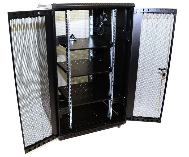 32u Floor Standing Double Tempered Door Network Equipment Cabinet