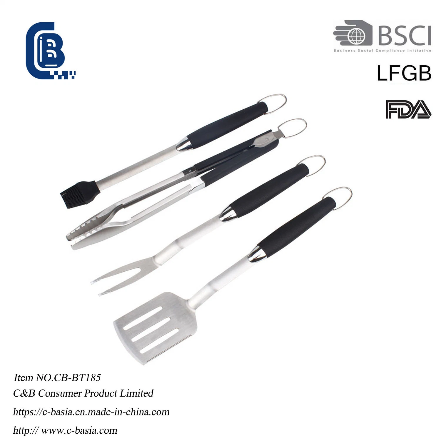 TPR Handle Barbecue Tool Set BBQ Tools (spatula, fork, tongs)