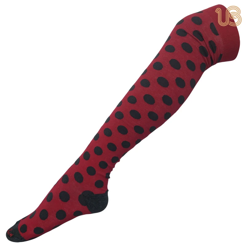 Women's Comb Cotton Red Dots Knee High Sock