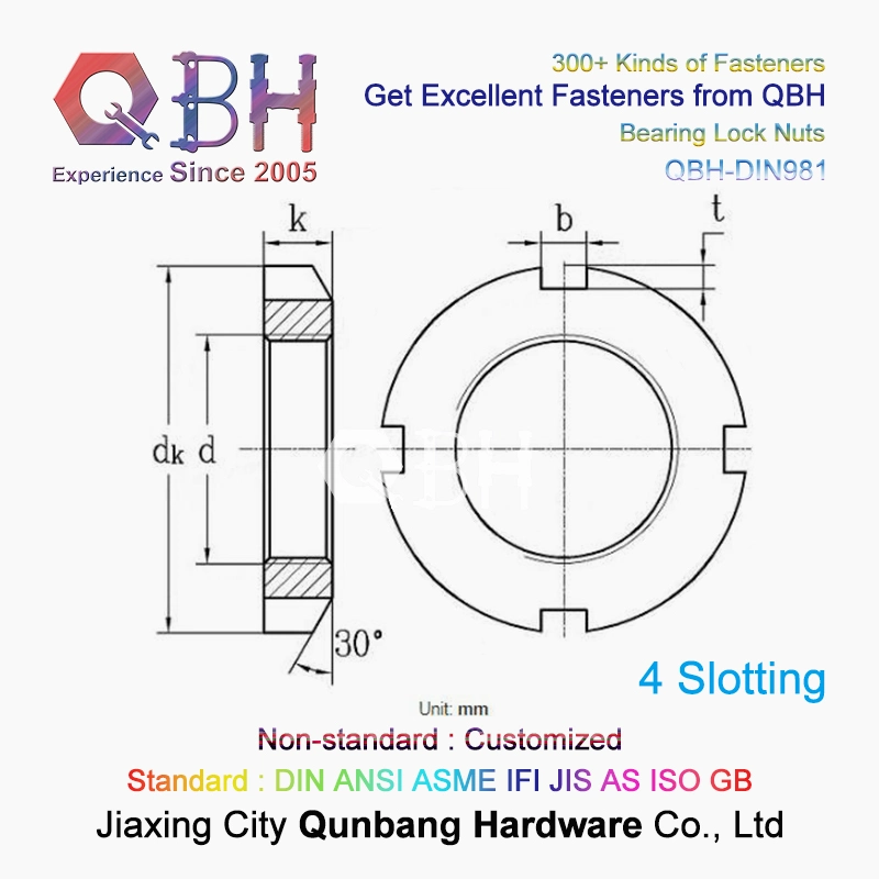 Qbh Standard DIN70852 Customized Slotted Locking Plate Groove Round Nut Spare Bearing Accessories