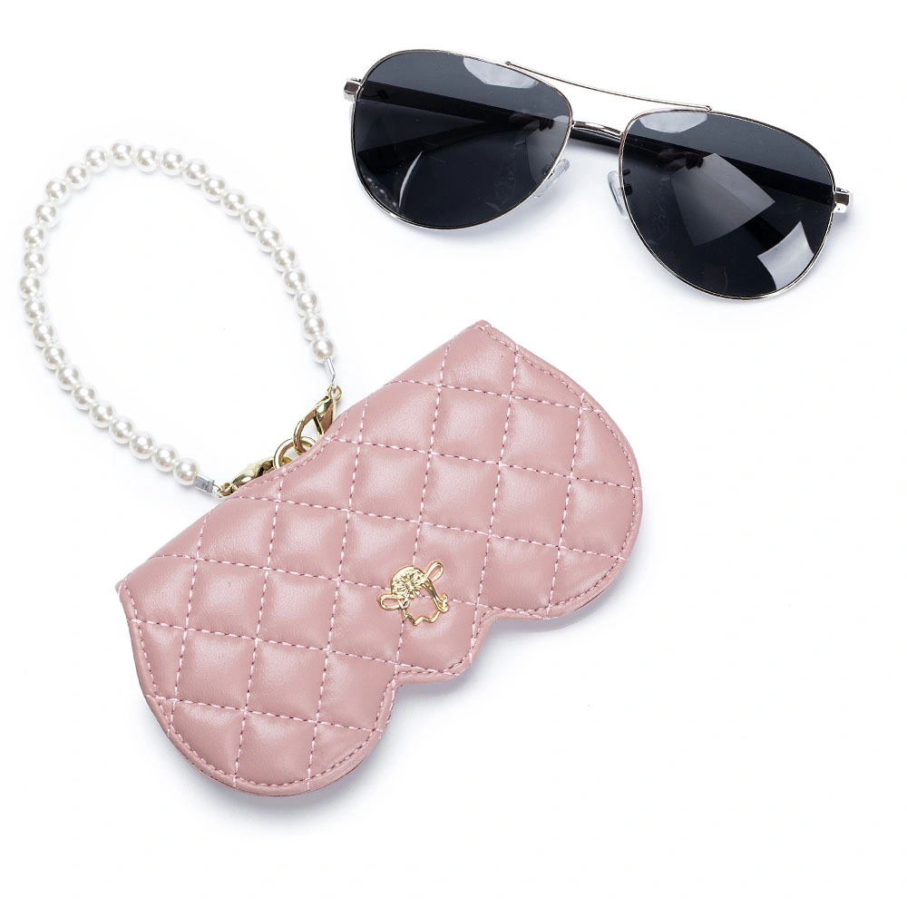 Custom Protective Fashion Accessories Genuine Leather Eyeglass Pouch Sunglasses Bag Cowhide Lychee Pattern Glasses Case