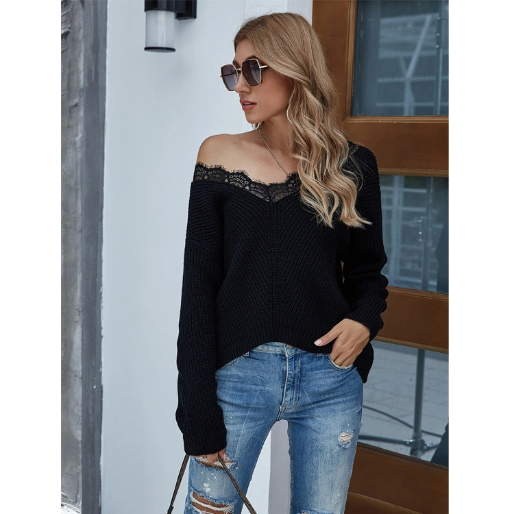 Women's Long Sleeve Snap Button Down Loose Fit Sweater Cashmere Winter Custom Knit Sweater