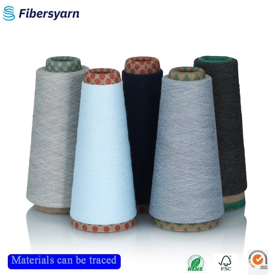 High quality/High cost performance  Light Blue Tc Yarn Ne 22s Recycled Cotton Blended Yarn