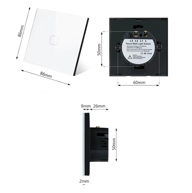 Original Factory WiFi Socket Smart Touch Light Switch with CE SAA FCC Certificates