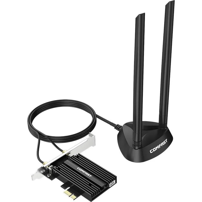 نطاق مزدوج لمهايئ الشبكة اللاسلكية طراز Comfast WiFi 6 PCIe بسرعة 1800 ميجابت في الثانية بطاقة wifi Bt5.2 لنظام التشغيل Windows 10/11 (64 بت)