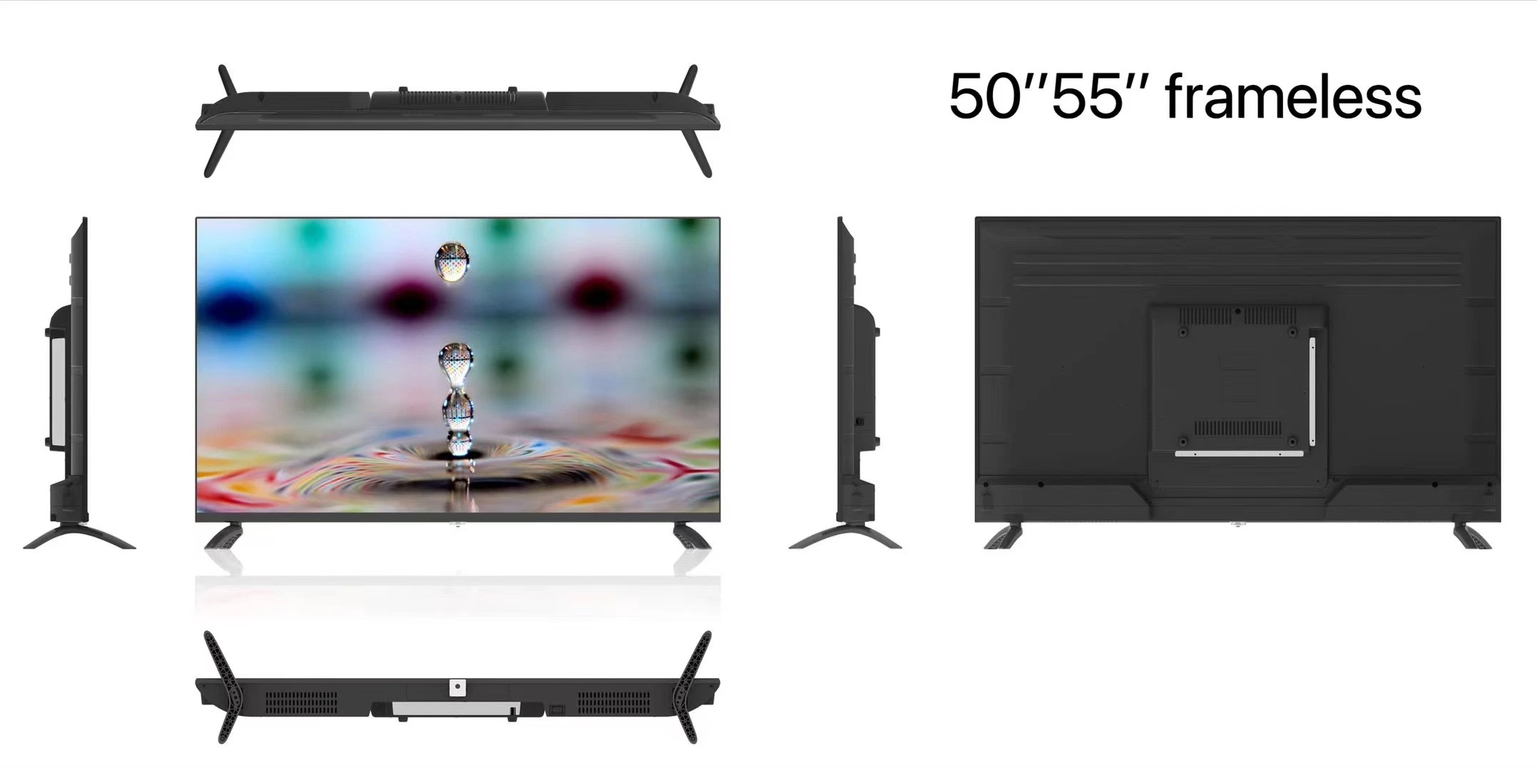 55 Inch Hot Sale European Market Best Seller LED TV Television 4K Frameless Smart TV with CE RoHS Certificate