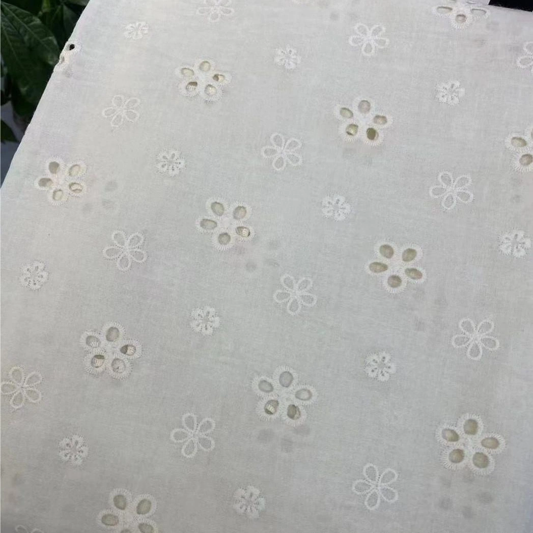 Gx068 Eyelet Embroidery Lace Cotton Embroidery Lace Fabric for Garment Clothing