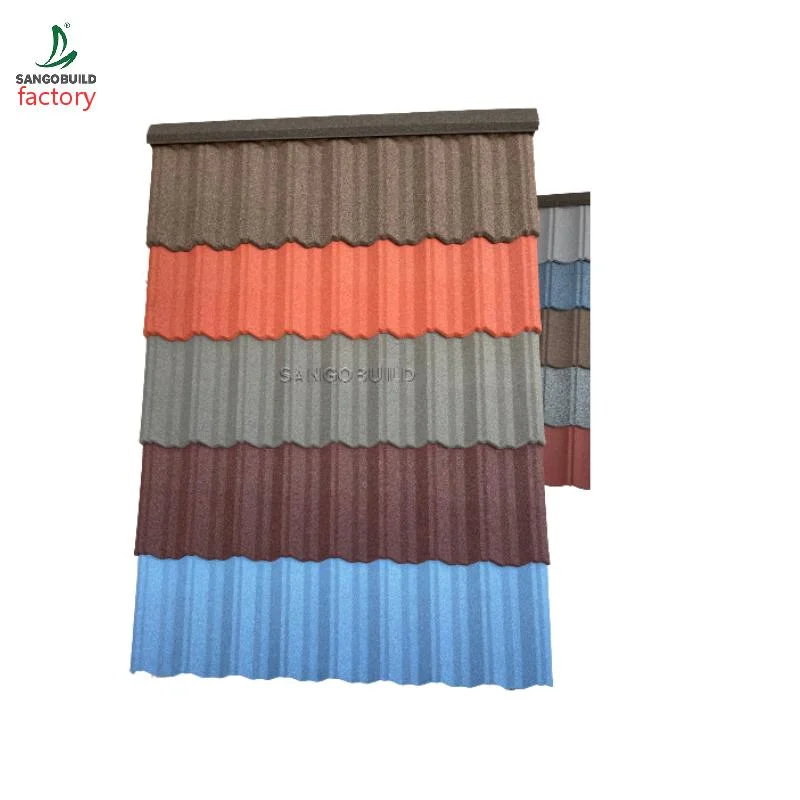 Ethiopia Aluminum Zinc Sand Coated Steel Corrugated Roofing Tile Stone Coated Metal Roof Made in China