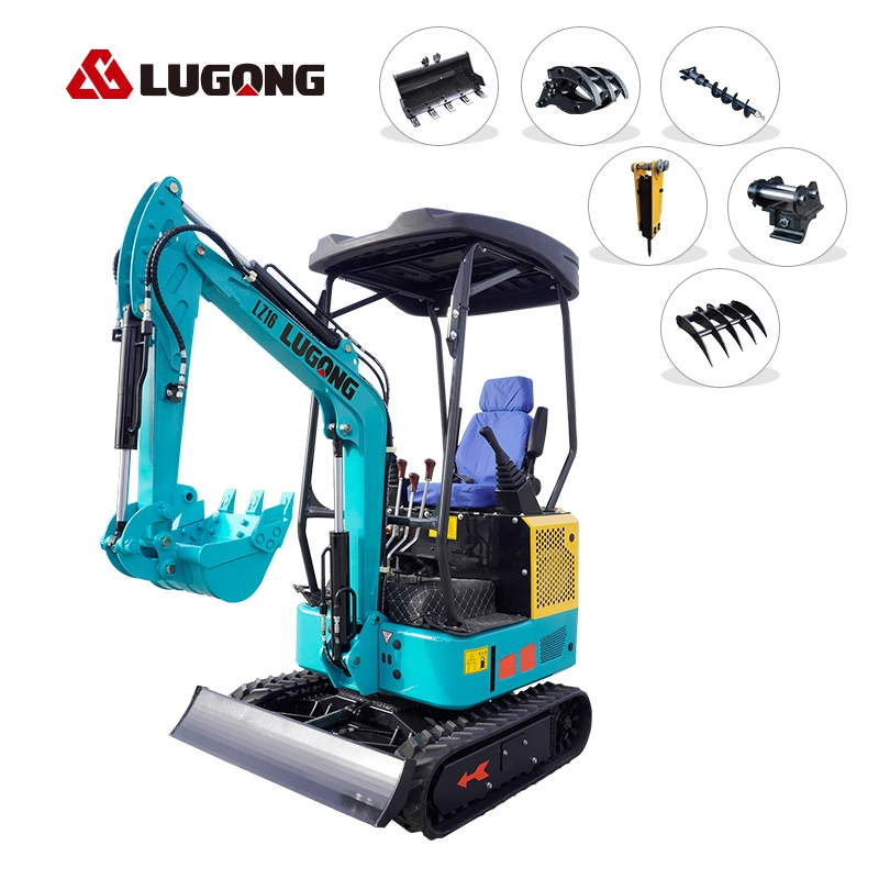 Minería Lugong 1.8 ton Mini Excavadora de cadenas de acero CE aprobada