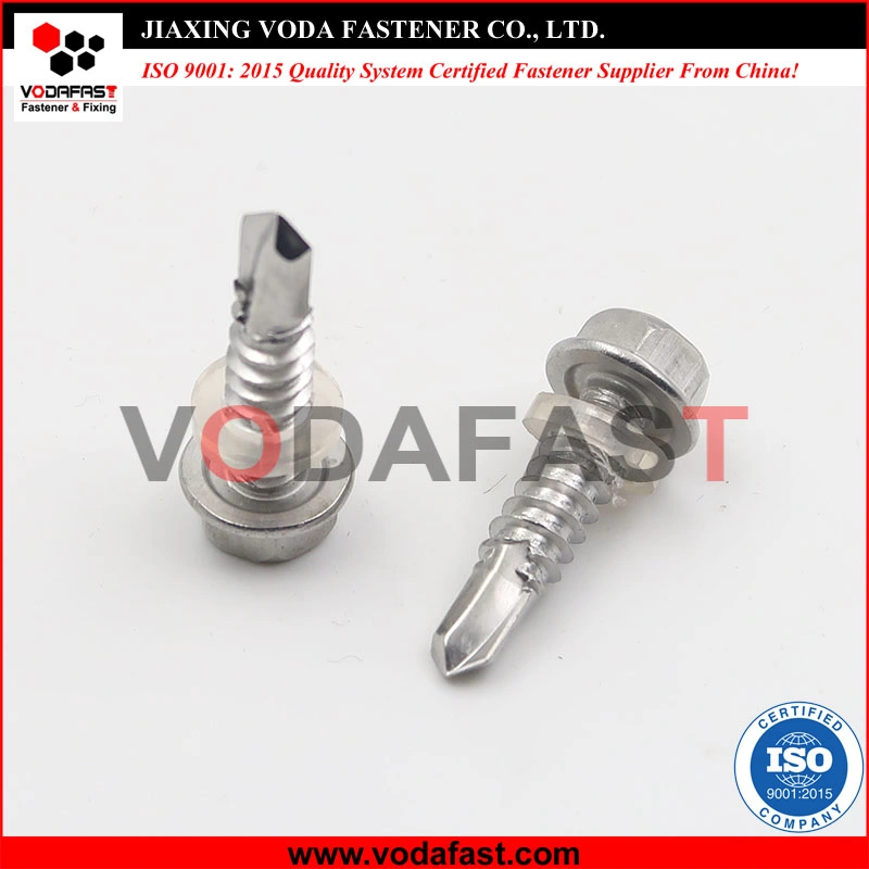 Vodafast Ss Carbon Steel Hex Washer Drilling Screw with Plastic Washer