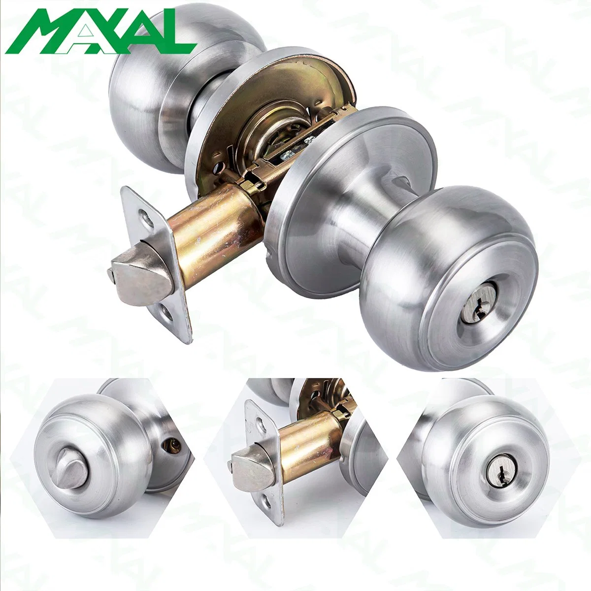 Maxal Round Ball Privacy Door Knob Set Bathroom Tubular Knob Lock Lock