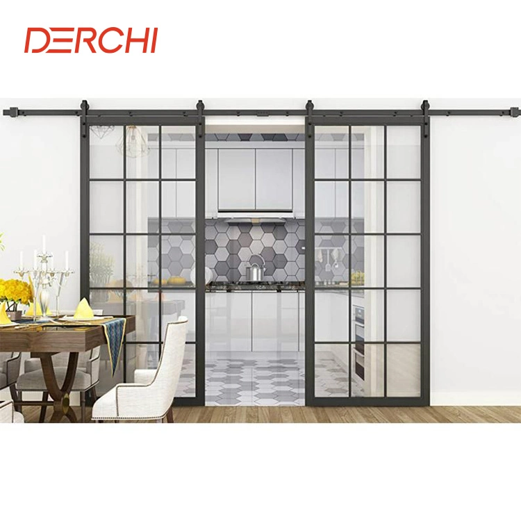 Modern Interior Aluminum Metal Glass Barn Doors Sliding for Bedroom