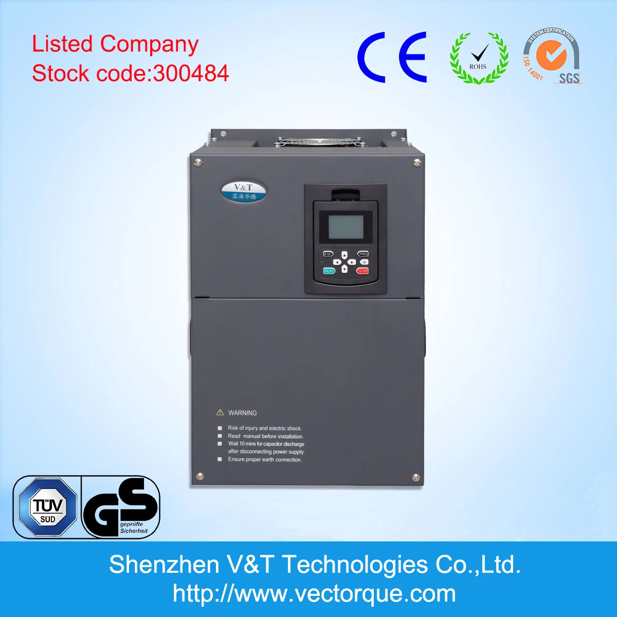 V&T V9 0.75kw-650kw Modbus 485 Communication Remote Control AC Drive/VFD/VSD/Frequency Inverter