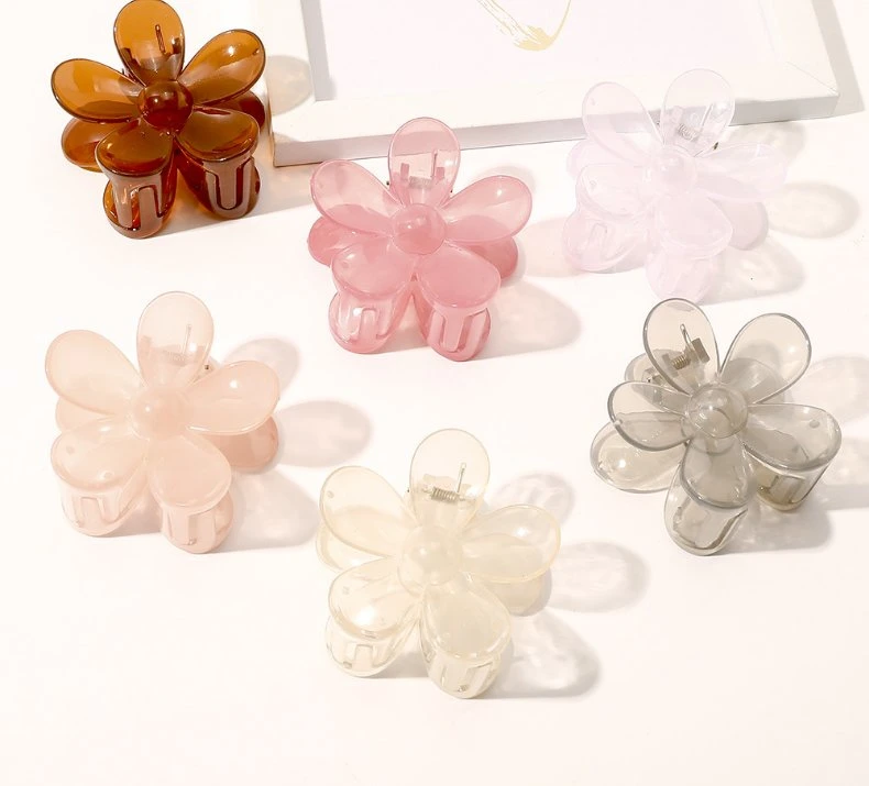 Griffe de cheveux Clips fleur Couleur de bonbons Big Cute Claw Clips pour les femmes Accessoires de cheveux épais grand forte emprise pour les femmes Lady