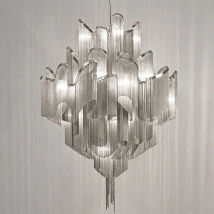 Art Decor Modern Aluminum Slive Chain Tassel Chandelier (WH-CC-11)