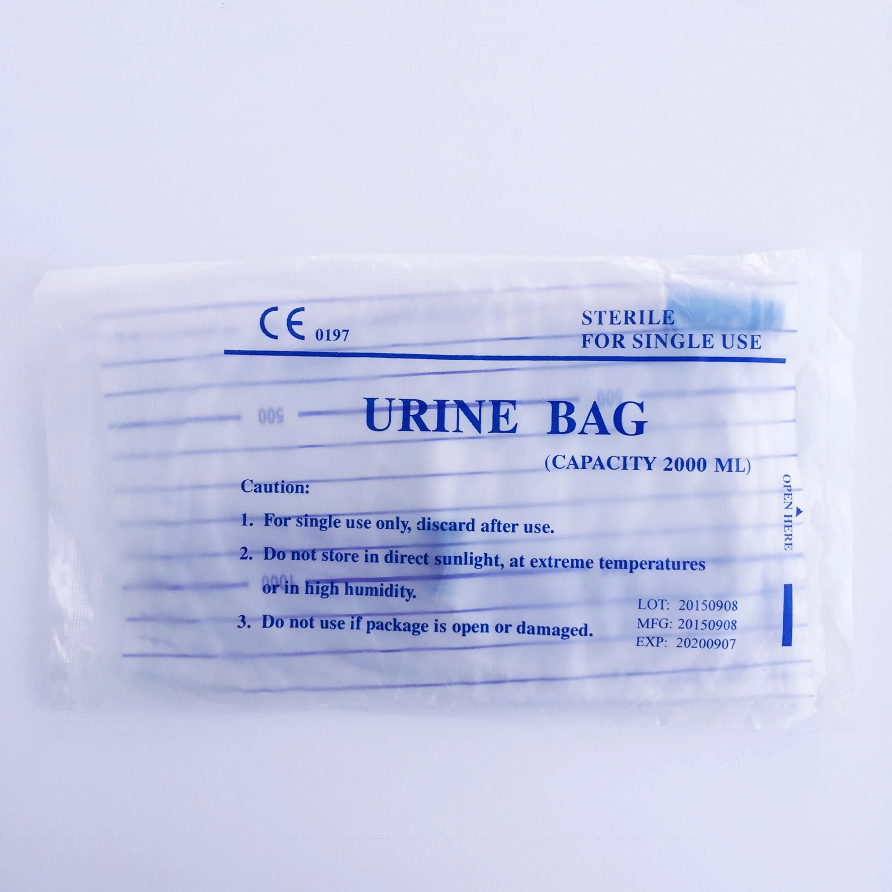 Medical Use PE Packing Disposable Urine Bag with Push Pull Valve 2000cc