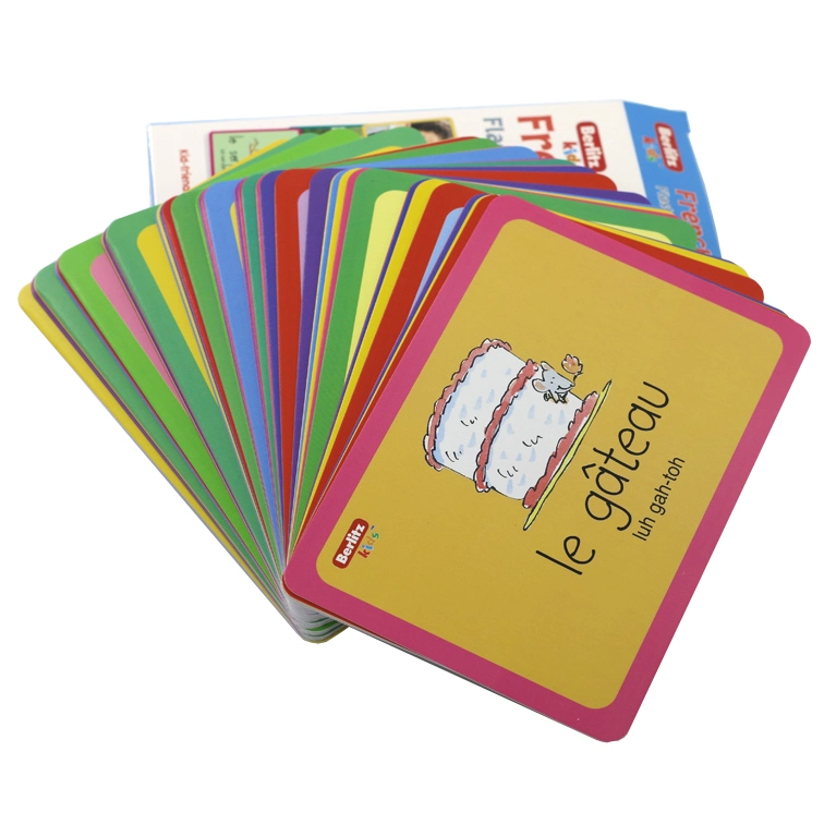 La impresión personalizada de alta calidad de los niños que juegan el papel de las tarjetas Flash Cards Tarjetas de aprendizaje educativo personalizar la tarjeta de memoria