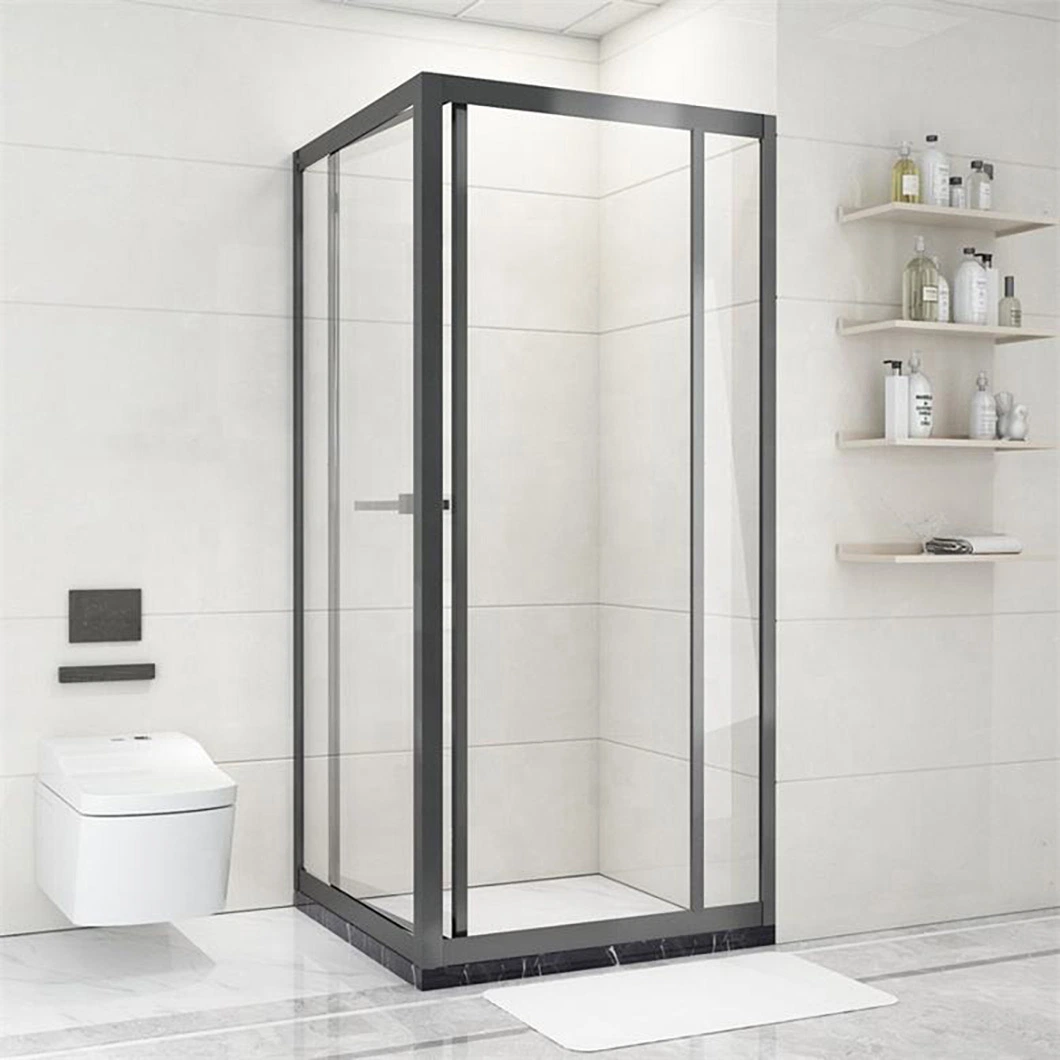 Qian Yan Half Wall Shower Glass China Luxurious Simply Smart Bathroom Not Easy to Fall off Black Luxury Stainless Steel Bathroom Shower Enclosure