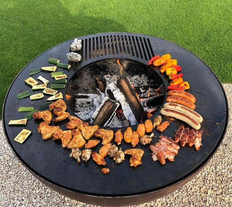 Corten Steel Hemisphere BBQ Feuerstelle Schüssel Grill mit Grill Klingeln