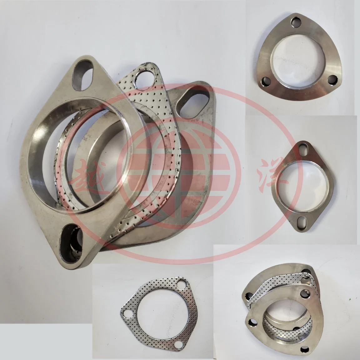 Automobile Exhaust Pipe Gasket Interface Gasket Flange Auto Exhaust Pipe Parts Stainless Steel Triangular Flange