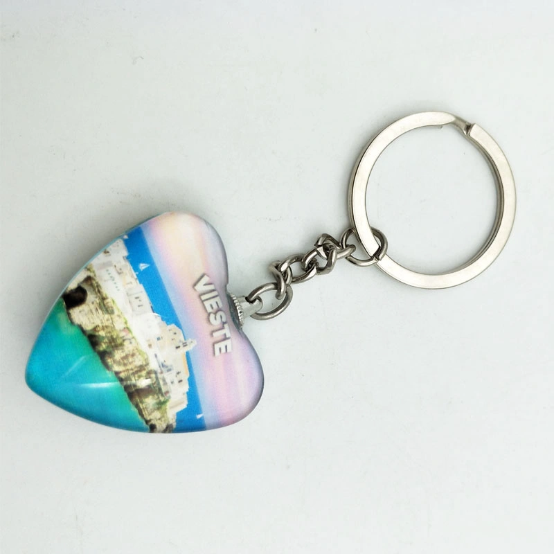 Glass Keychain Heart-Shape Tourist Souvenirs Keychain