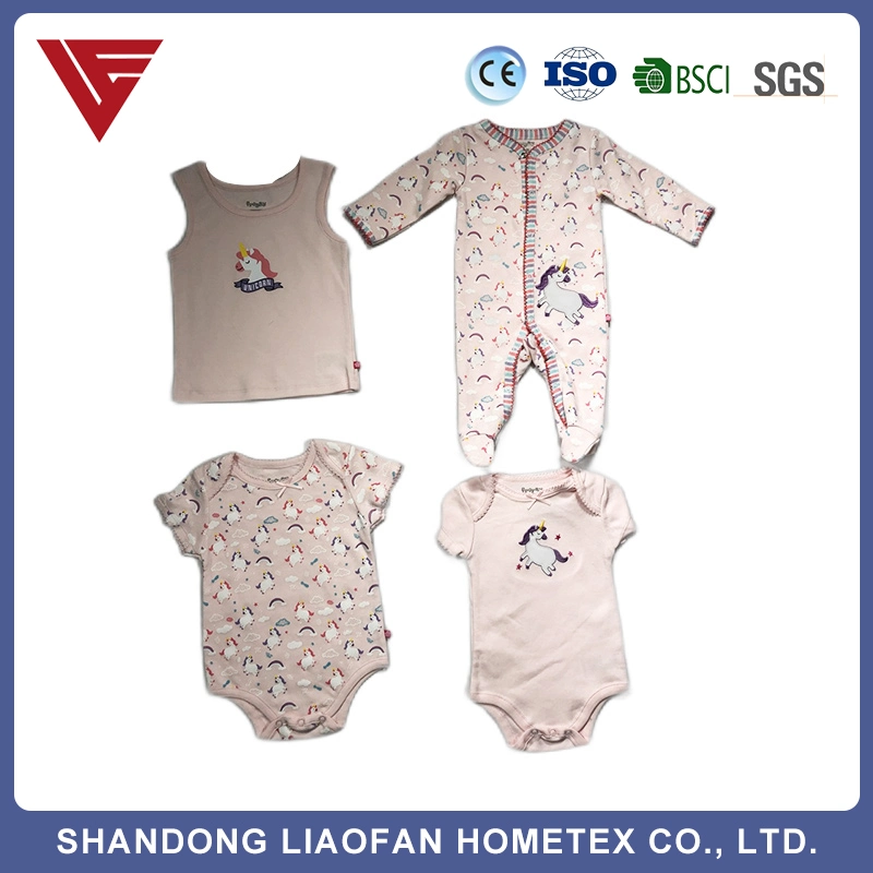 Low Price Wholesale 100% Cotton Unisex Baby Onesie Summer Short Sleeves Baby Clothes