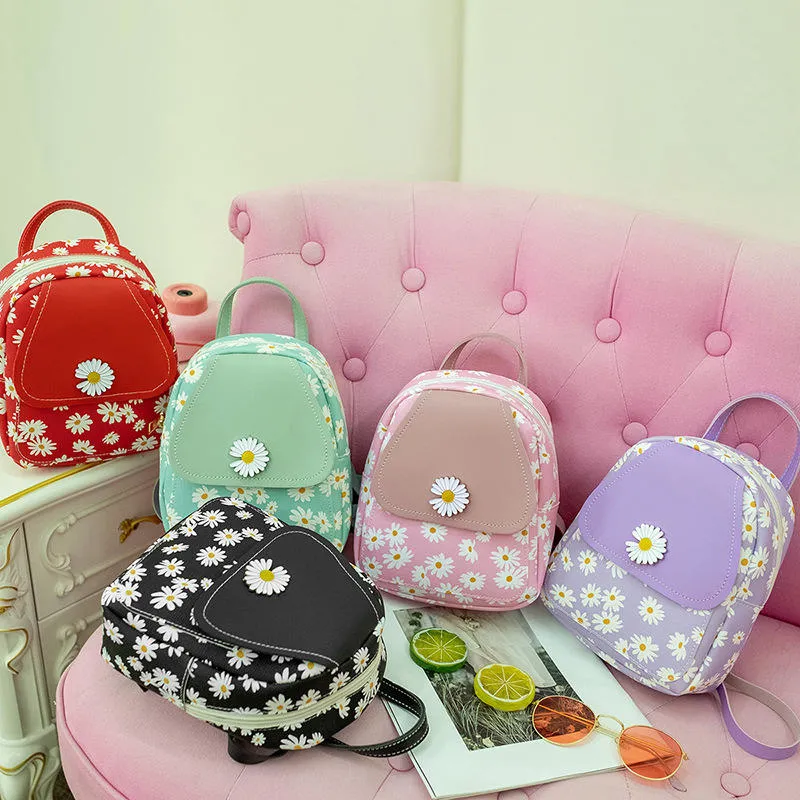 Cheapest PU Printing Plaid Small Ladies Fashion Leather Travel Shoulder Backpack