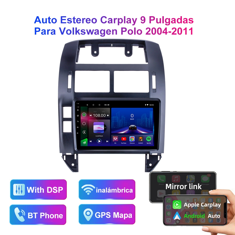 Voiture Carplay Jmance 9pouce de la musique multimédia Android système radio stéréo vidéo GPS Carplay VW Polo 2004-2011 (A6)