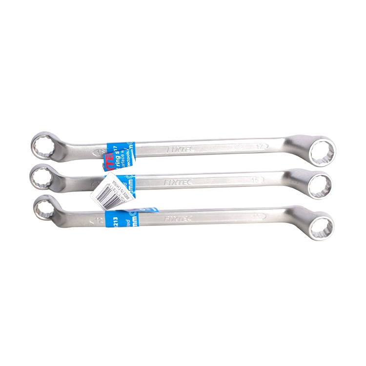 Fixtec Offset Box Wrench Set Metric 6-30mm 75-Degree Chrome Vanadium Steel Construction with Rolling Pouch