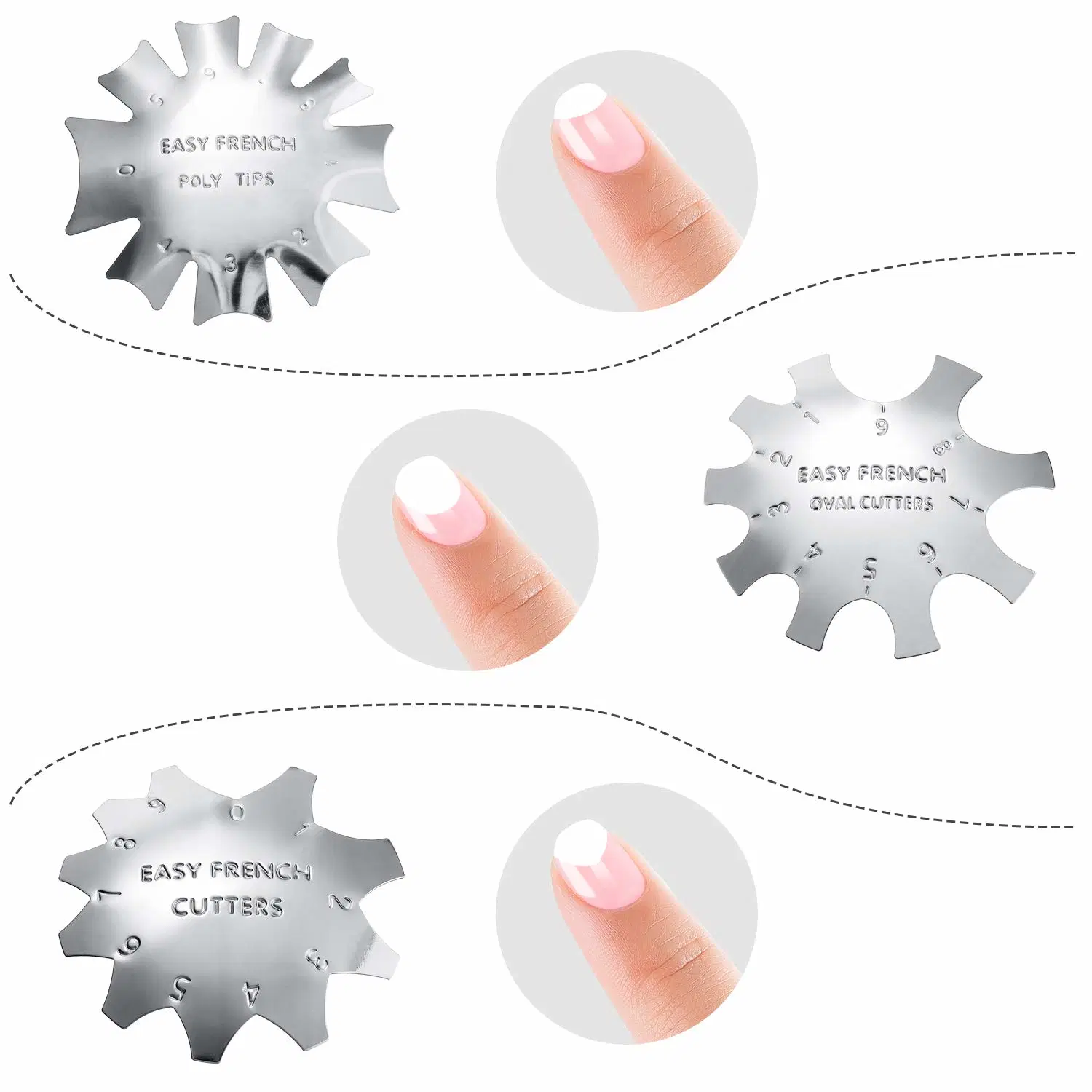 El borde de la línea francesa de alta calidad Nail Clippers útil del molde de forma de sonrisa recortador de estilismo de uñas Manicura Deslizador estilo herramienta