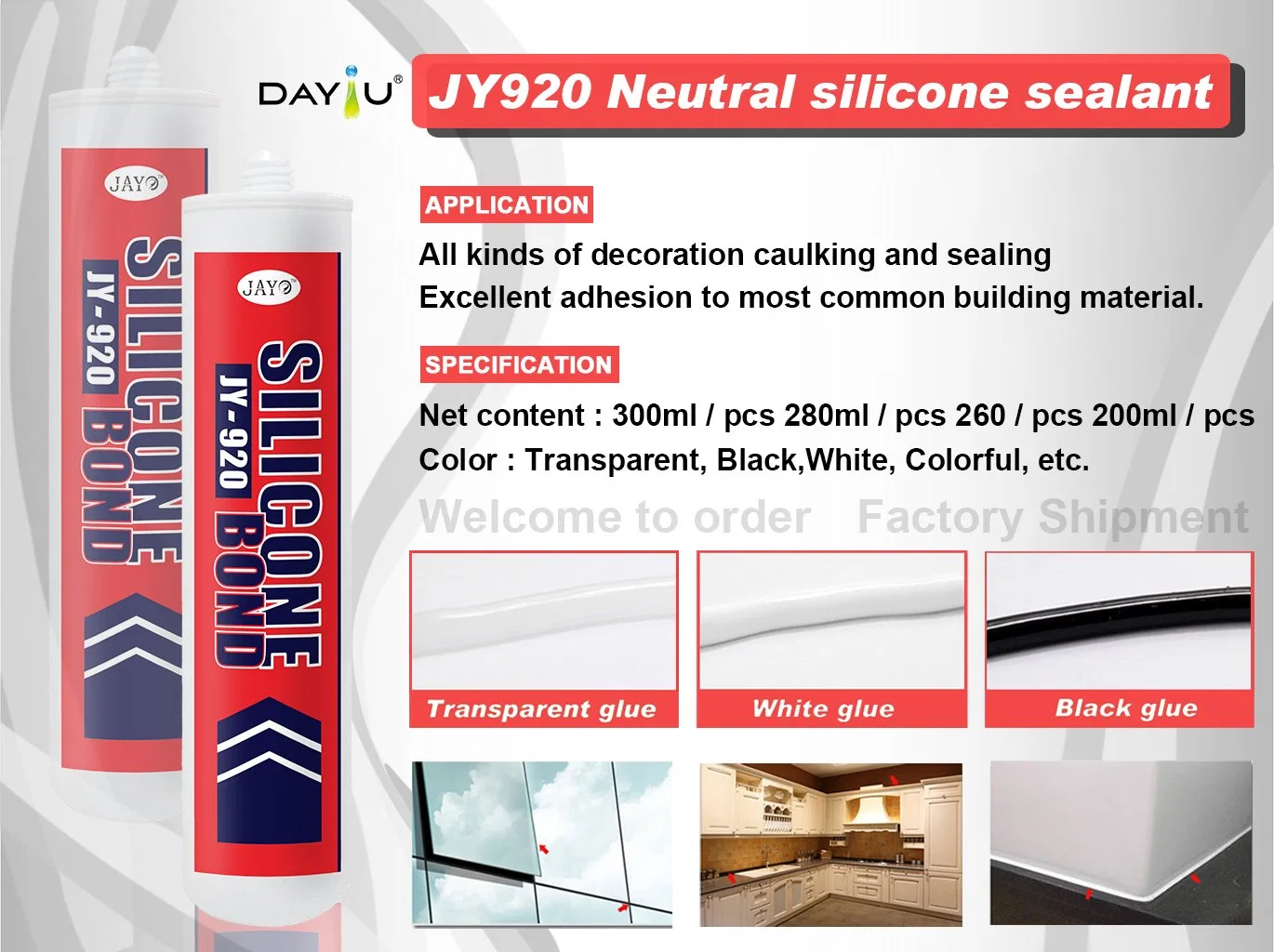 Building Material Glass Sealant Weather Resistant Neutral Aluminum Adhesive Silicone